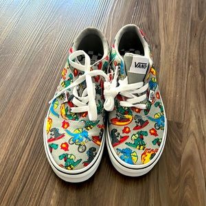 Kids or Women’s Vans Low Top Canvas Shoes Dinosaur Print Skater Shoes